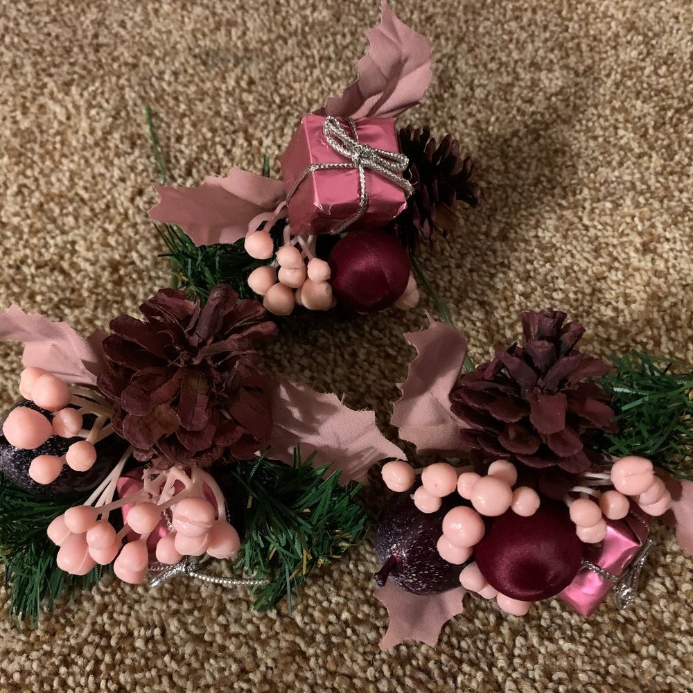 3 pink/burgandy Christmas floral picks